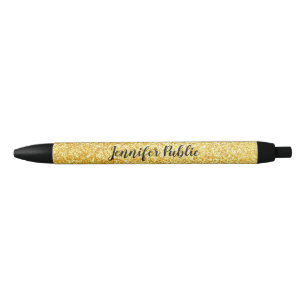 Custom Gold Glitter Template Calligraphed Script Pen