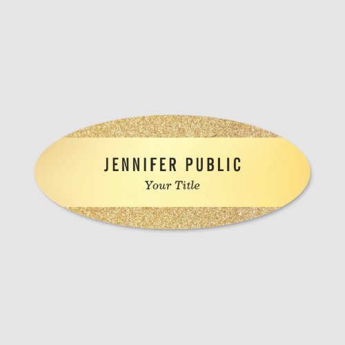 Custom Gold Glitter Template Elegant Simple Design Name Tag
