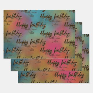 Custom Gold Glitter Trendy Script Happy Birthday Wrapping Paper Sheets