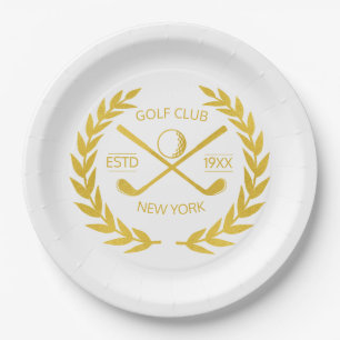 Custom Gold Golf Club Elegant Minimal Modern  Paper Plates