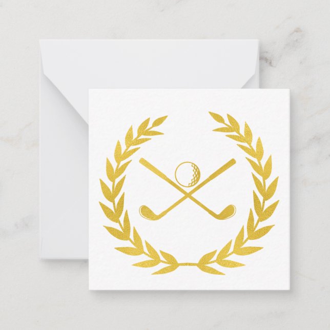 Custom Gold Golf Club Minimal Golf Head Cover Note Card (Front)