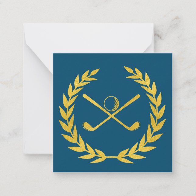 Custom Gold Golf Club Minimal Golf Head Cover  Note Card (Front)