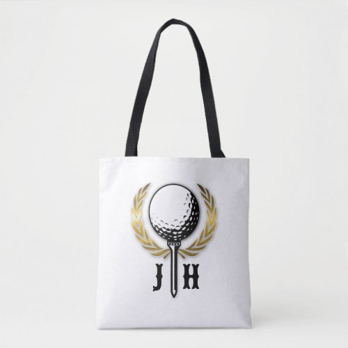 Custom Gold Golf Monogram Design Tote Bag