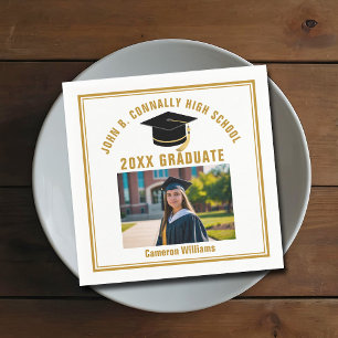 Custom Gold Graduate Photo 2026 Graduation Party Napkins