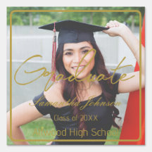 Custom Gold Graduation Photo Outdoor Yard Sign