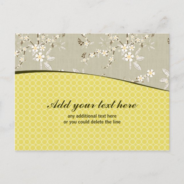 Custom gold gray flowers business postcard (Front)