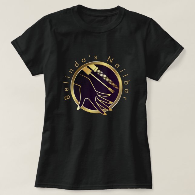 Custom Gold hand and Nail Technician  T-Shirt (Design Front)