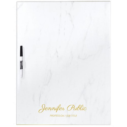 Custom Gold Handwritten Modern Elegant Marble Dry Erase Board