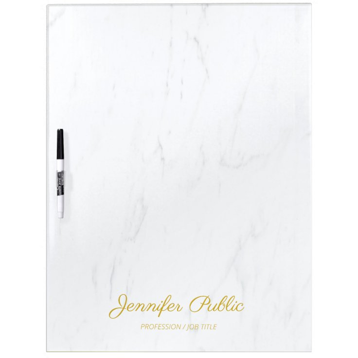 Custom Gold Handwritten Modern Elegant Marble Dry Erase Board Zazzle