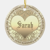 Custom Gold Heart Memorial Ceramic Ornament