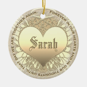 Custom Gold Heart Memorial Ceramic Ornament
