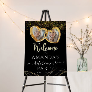 Custom Gold Hearts Photo Retirement Welcome Foam B Board