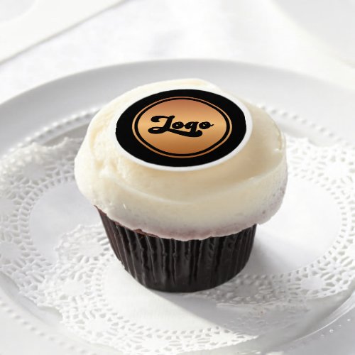 Custom Gold Logo Business Company Branded  Edible Frosting Rounds