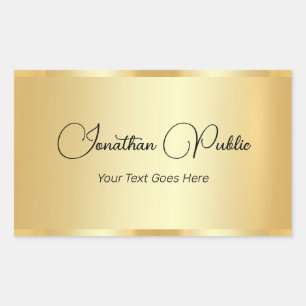 Custom Gold Look Calligraphy Hand Script Template Rectangular Sticker