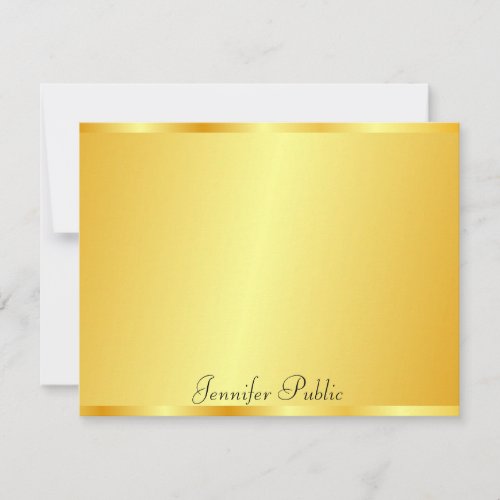 Custom Gold Look Elegant Hand Script Name Text Note Card