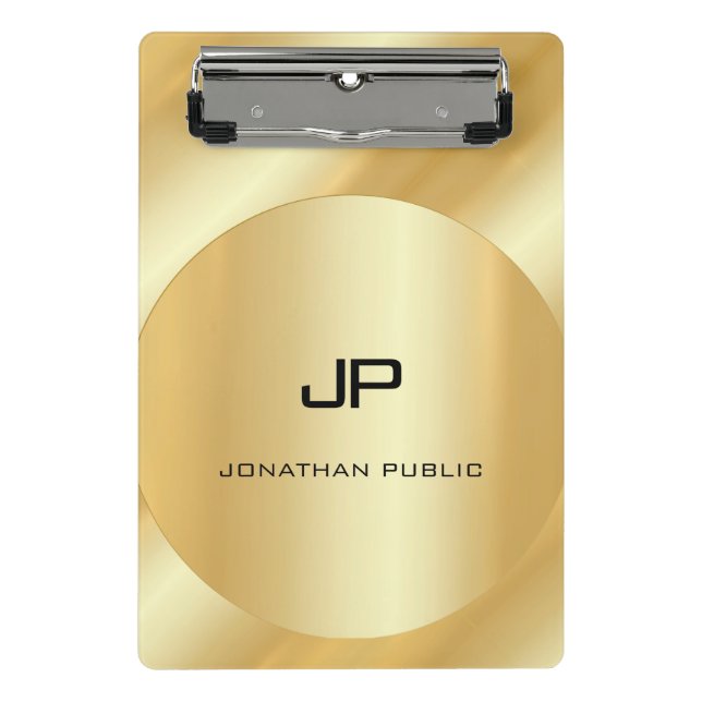 Custom Gold Look Elegant Modern Monogram Template Mini Clipboard (Front)