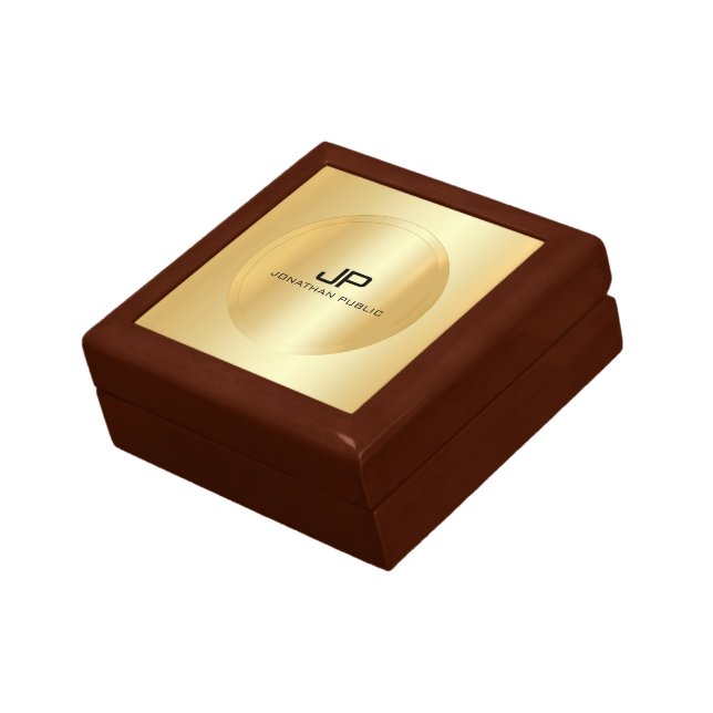 Custom Gold Look Elegant Monogram Template Gift Box (Side)