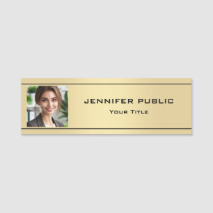 Custom Gold Look Employee Staff Crew Photo Image Name Tag