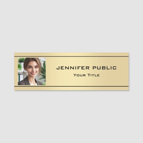 Custom Gold Look Employee Staff Crew Photo Image Name Tag