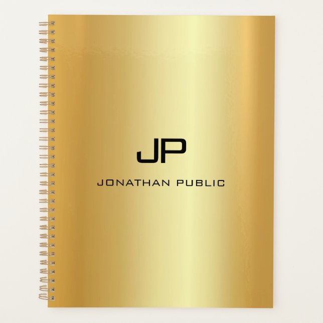 Custom Gold Look Glamorous Monogram Template Planner (Front)