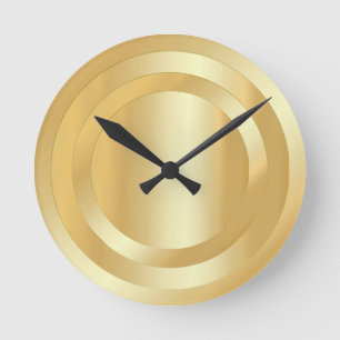 Custom Gold Look Glamorous Trendy Elegant Template Round Clock