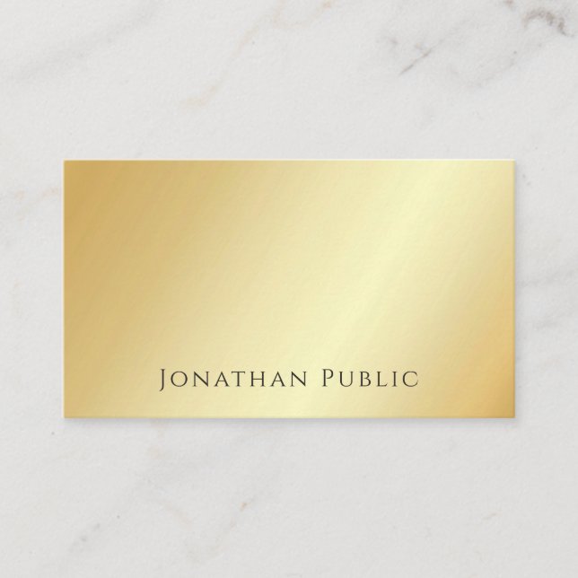 Custom Gold Look Minimalist Trendy Template Luxury Business Card (Front)