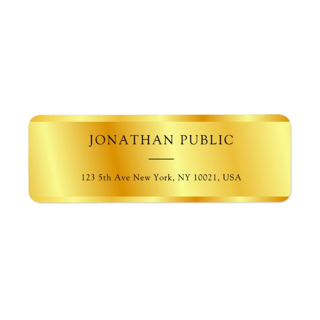 Custom Gold Look Modern Glamorous Template Label (Front)
