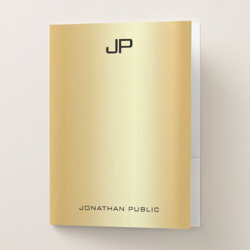 Custom Gold Look Modern Monogram Template Elegant Pocket Folder