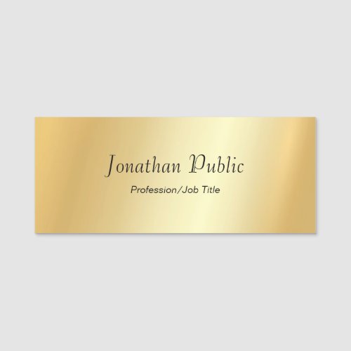 Custom Gold Look Modern Script Glamorous Template Name Tag