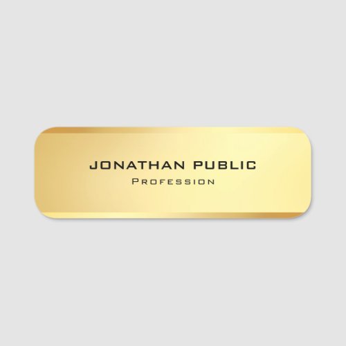 Custom Gold Look Modern Simple Template Glamour Name Tag