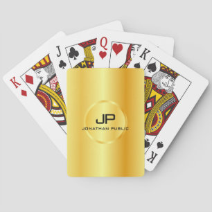 Custom Gold Look Monogram Modern Elegant Template Poker Cards