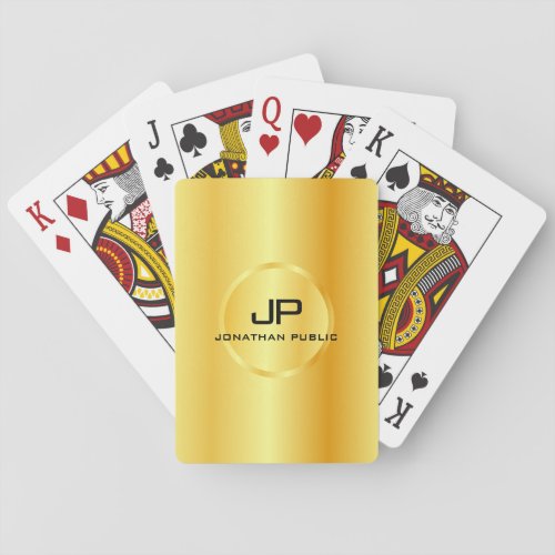 Custom Gold Look Monogram Modern Elegant Template Poker Cards