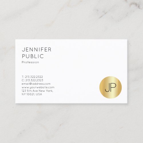 Custom Gold Look Monogram Template Elegant Business Card