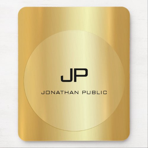 Custom Gold Look Monogrammed Elegant Template Mouse Pad