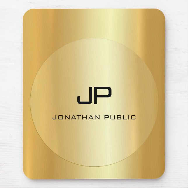 Custom Gold Look Monogrammed Elegant Template Mouse Pad (Front)