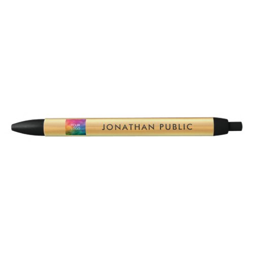 Custom Gold Look Template Your Name Business Logo Blue Ink Pen