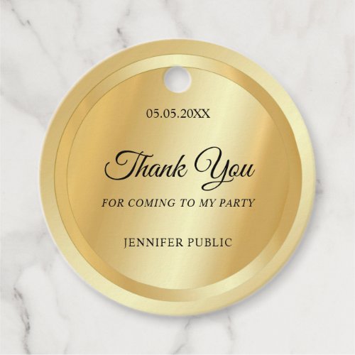 Custom Gold Look Thank You Script Text Template Favor Tags