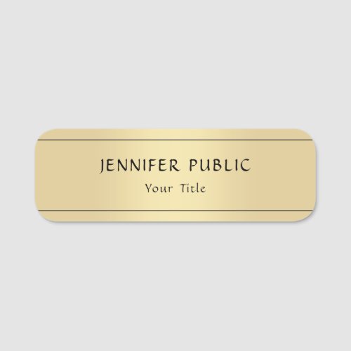 Custom Gold Look Trendy Modern Template Rectangle Name Tag