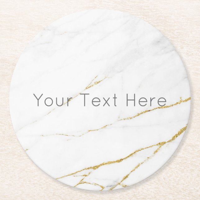 Custom Gold Marble Round Paper Coaster (Front)