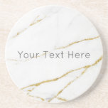 Custom Gold Marble Sandstone Coaster<br><div class="desc">This is a classic and stylish white & gold marble personalized sandstone coaster.
Just click "Customize" to change the text,  font,  and color.</div>