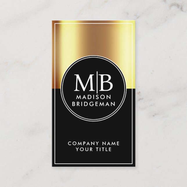 Custom Gold Metallic Black Professional Business Card (Front)