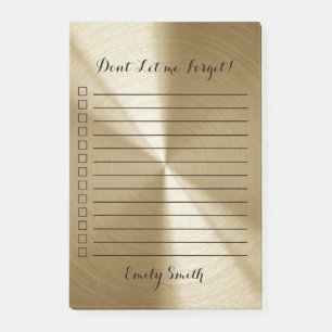 Custom Gold Metallic Lined To Do List Post-it Notes