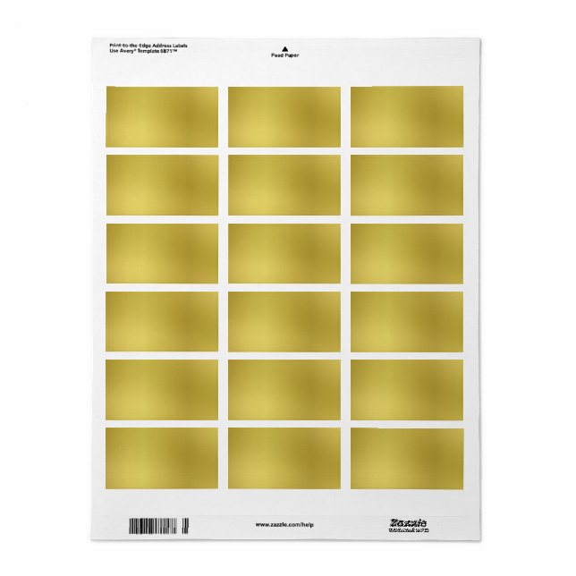 Custom Gold Metallic Look Template Background Label (Full Sheet)