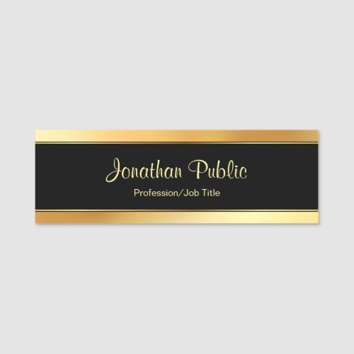 Custom Gold Modern Handwritten Script Template Name Tag