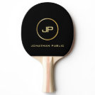 Custom Gold Monogram Elegant Black Template Ping Pong Paddle Custom Gold Monogram Elegant Black Template Ping Pong Paddle