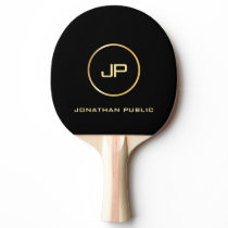 Custom Gold Monogram Elegant Black Template Ping Pong Paddle Custom Gold Monogram Elegant Black Template Ping Pong Paddle