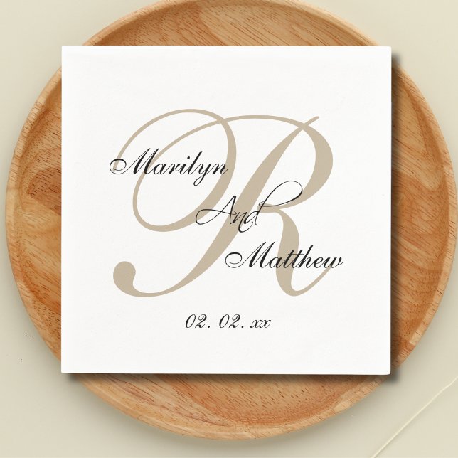 Custom Gold Monogram Elegant Wedding Napkins (Creator Uploaded)