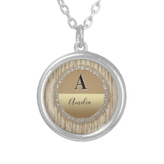 Custom Gold Monogram Gift For Wedding And Events Silver Plated Necklace