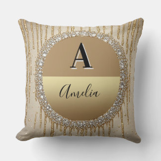 Custom Gold Monogram Gift For Wedding And Events Throw Pillow