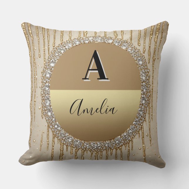 Custom Gold Monogram Gift For Wedding And Events Throw Pillow (Front)